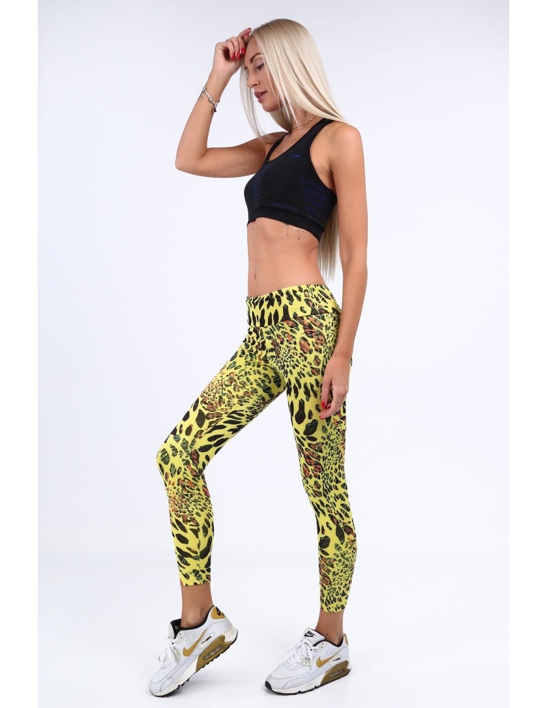 Gelbe Sportleggings mit Leopardenmuster H006 – Online-Shop – Boutique